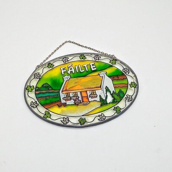Failte Stained Glass Oval Suncatcher - FLAWED - Picture 1 of 5